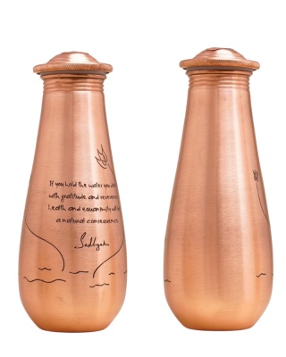Kupferwasserflasche mit einem Zitat von Sadhguru *Inhalt 700 ml