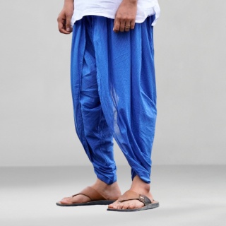 Dhoti - Farbe INDIGO Bio-Baumwolle mit Halbmond - Hose
