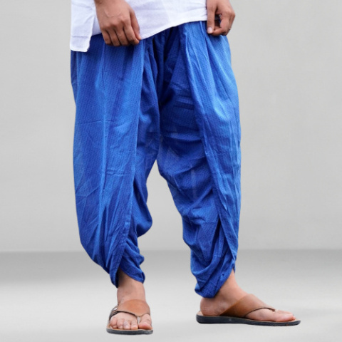 Dhoti - Farbe INDIGO Bio-Baumwolle mit Halbmond - Hose