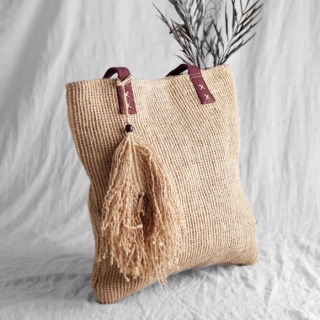 Jutetasche - Creme Natürliche Jute Logo ISHA
