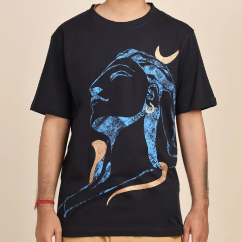 Adiyogi Abharanami - Schwarz-blaues T-Shirt ISHA UNISEX
