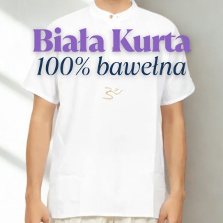 Weiße Kurta 100% Bio-Baumwolle mit gesticktem "Aum"-Schriftzug