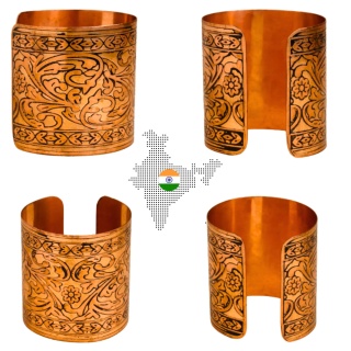 Geätztes COPPER STYLE Handdekoriertes und geätztes schönes ISHA Kupferarmband