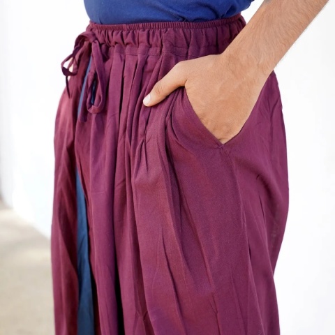Dhoti Hose mit Taschen – Deep Plum – (Unisex) ISHA Bio-Baumwolle
