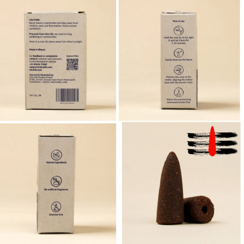 SANDALWOOD Konische Räucherstäbchen für Adiyogi Backflow 20 konische Räucherstäbchen