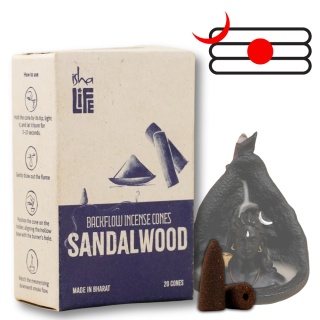 SANDALWOOD Konische Räucherstäbchen für Adiyogi Backflow 20 konische Räucherstäbchen
