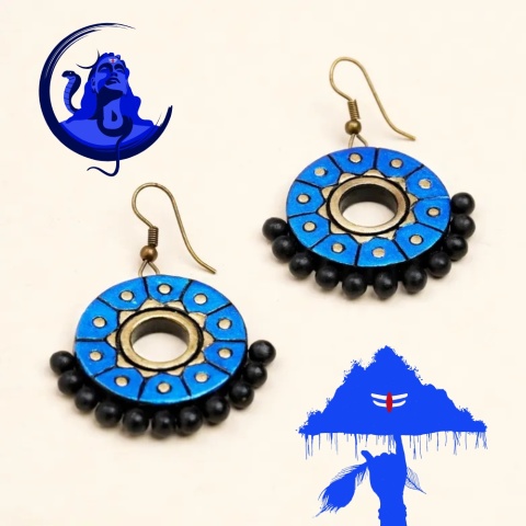 Verzauberte Halo Ohrringe - Blau - Handmade by ISHA