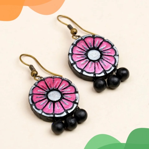 Moonlit Bloom Terrakotta Ohrringe - Handgefertigt von ISHA