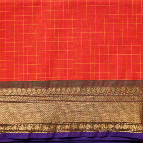 Sari Scharlachrot, Gold & Tiefviolett geweiht Sari Baumwolle Devi GROSS