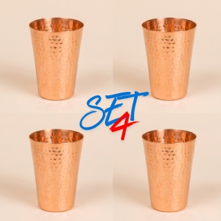 Gehämmertes Kupferbecher-Set, 4 Stück, 400ml, IshaLife