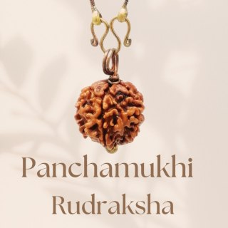 Lange Kette - Rudraksha Panchamukhi Isha (fünfseitig) mit Kupferkette