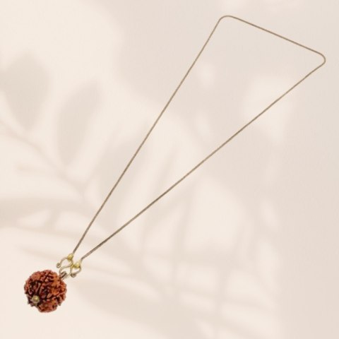Lange Kette - Rudraksha Panchamukhi Isha (fünfseitig) mit Kupferkette