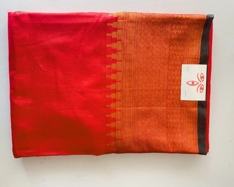Feurige rote und goldene Baumwolle energetisierter Sari Sari Baumwolle Devi LARGE