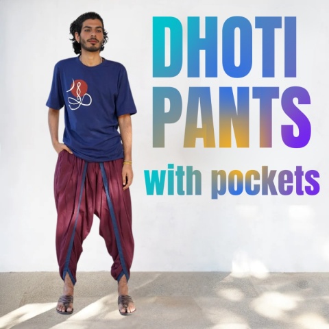 Dhoti Hose mit Taschen – Deep Plum – (Unisex) ISHA Bio-Baumwolle