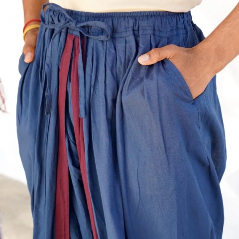 Dhoti Hose mit Taschen – Tiefblau – (Unisex) ISHA