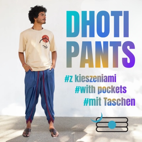 Dhoti Hose mit Taschen – Tiefblau – (Unisex) ISHA