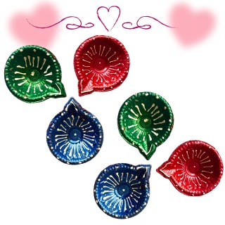 GREEN Diya Dekorierte Tonlampe